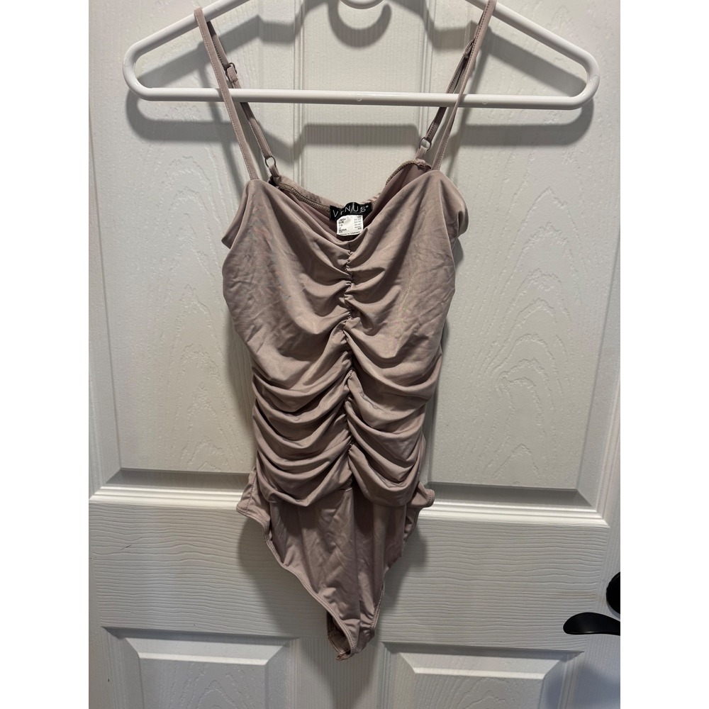 Venus Nude Ruched Fitted Stretch Bodysuit XS